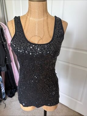 Express Black Sequin Tank Top